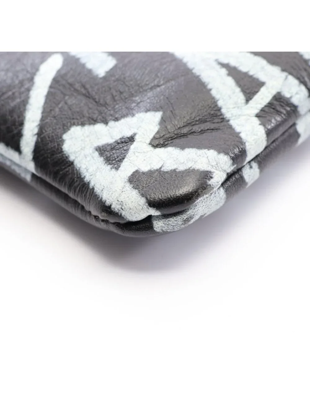 Balenciaga Clutch Graffiti Black White Leather